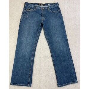 Ariat Rebar M4 Jeans Relaxed Bootcut Men's 38x32 (Fits 38x31) Stretch Blue Denim
